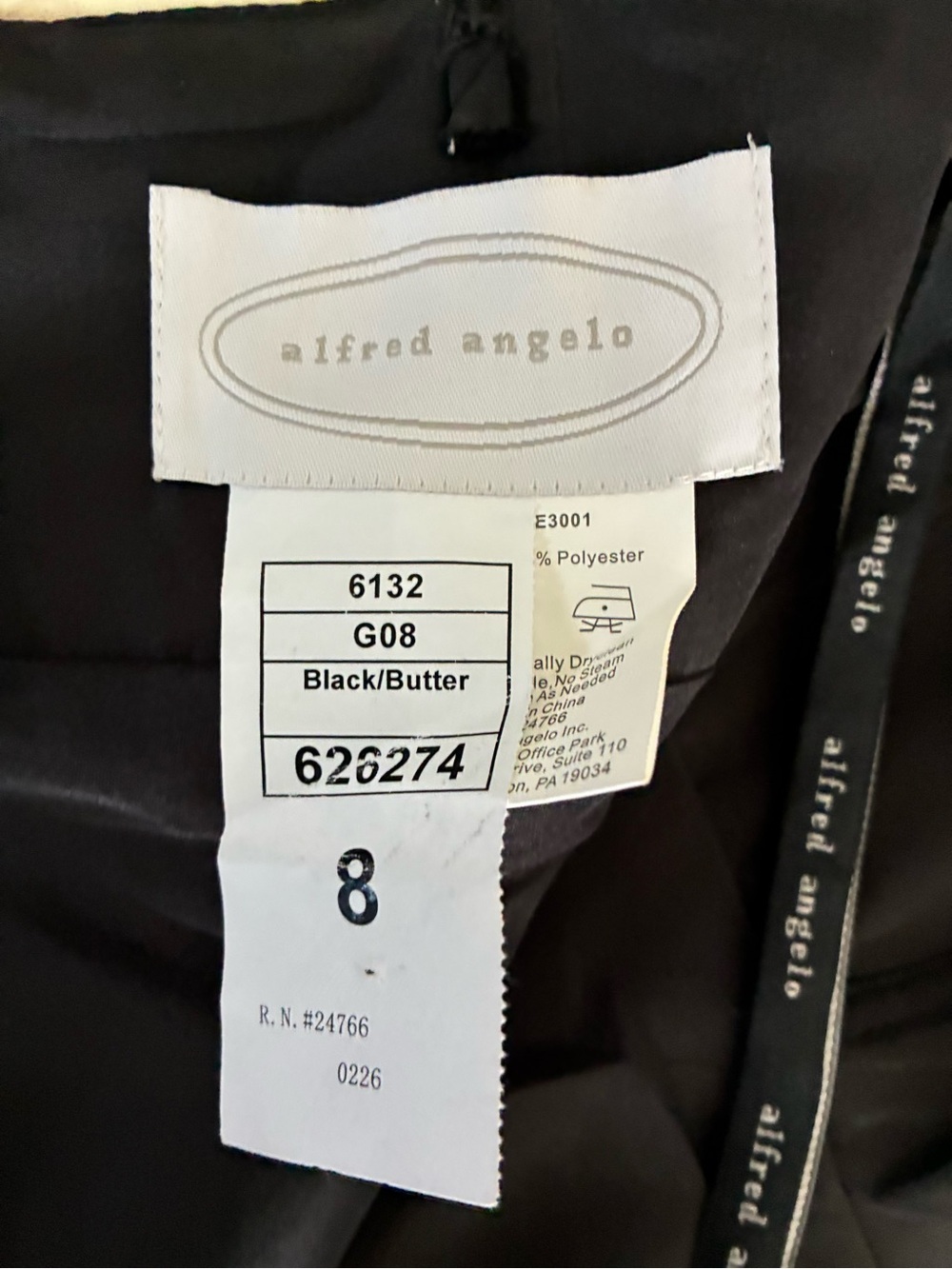 90’s / Y2K Alfred Angelo Black & Butter Bow Midi Dress - Picture 8 of 9